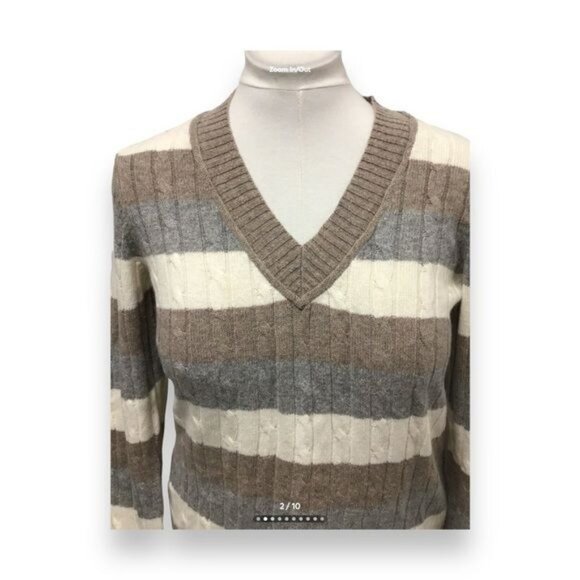 Ann Taylor LOFT Women’s V Neck Wool/Angora Blend Sweater, Neutral, size L - Picture 3 of 9